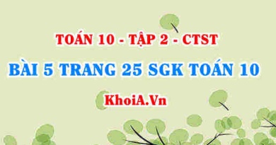 Bài 5 trang 25 SGK Toán 10 tập 2 Chân trời sáng tạo